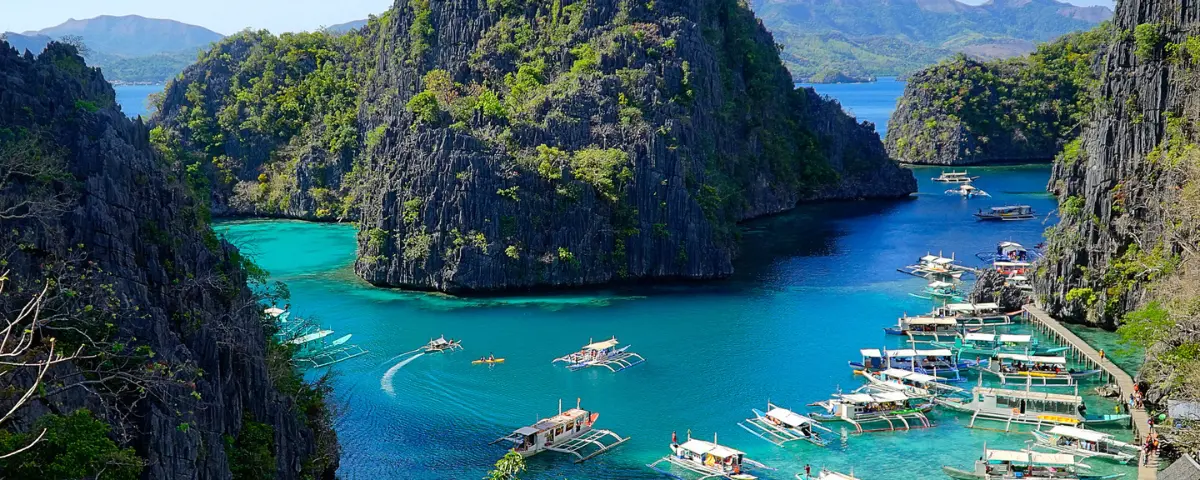 Palawan, Filipijnen; luchtfoto van de Palawan-regio in de Filipijnen.