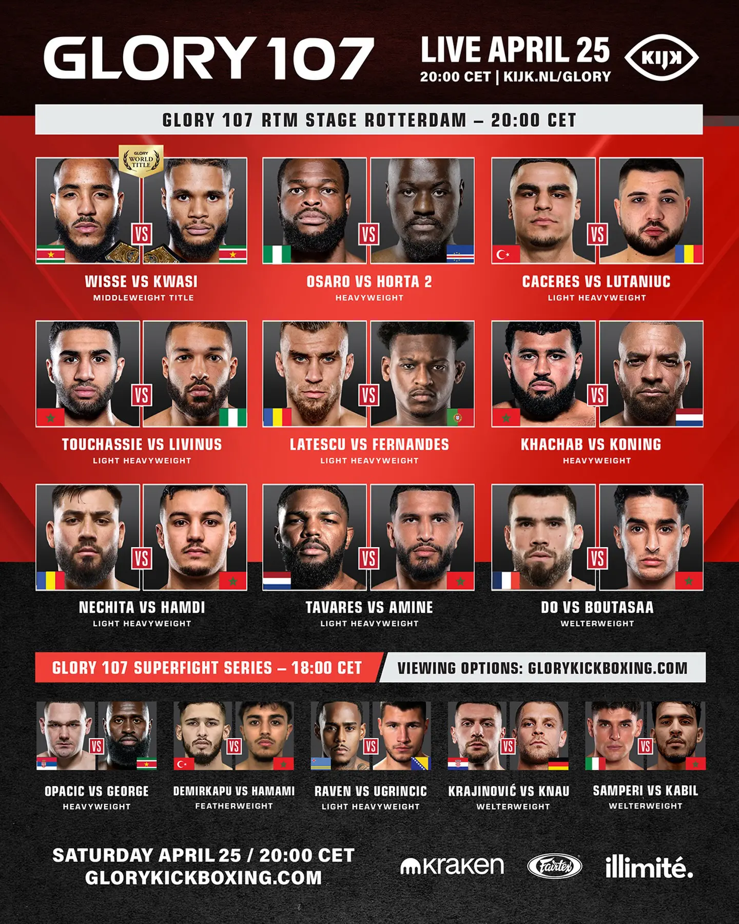 GLORY 107; fight card GLORY 107