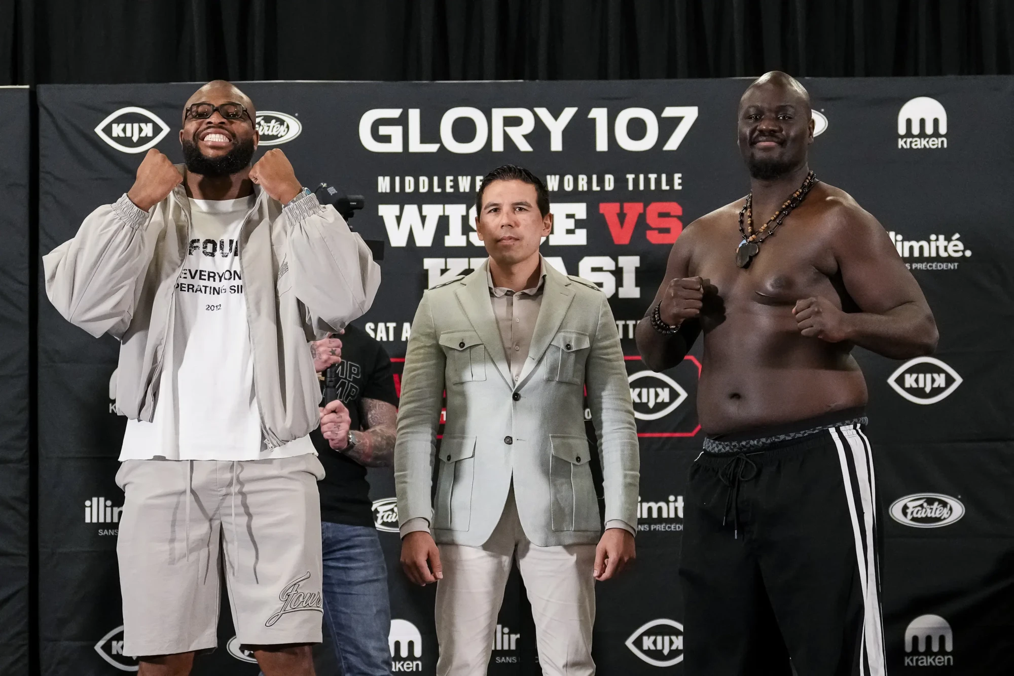 Nico Horta; Nico Horta en Tariq Osaro tijdens staredown voor GLORY 107.